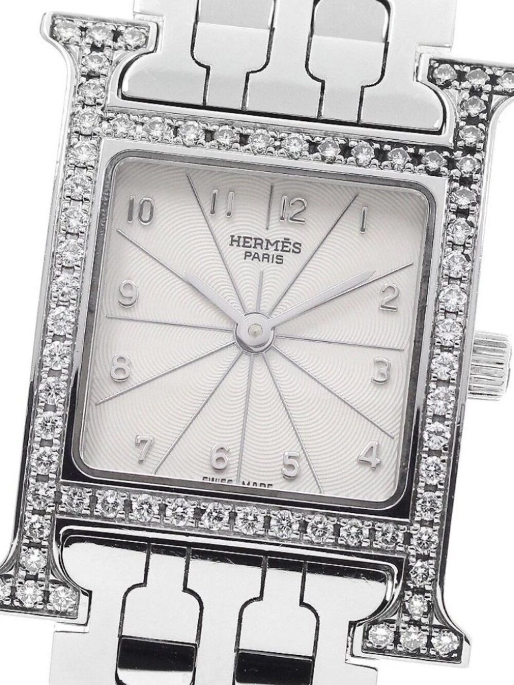 HERMES H watch HH1.230 Diamond Bezel Silver Dial Quartz Ladies Watch_958122